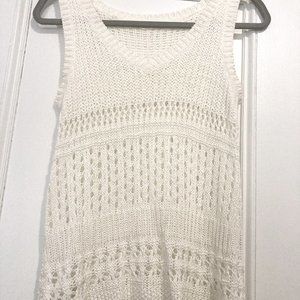 Lovestitch Cream/Off-white open knit Sweater Vest
